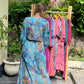 Midi wrap dress PAOLA \ Hand-painted fabric\ Puffy sleeves