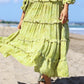 Tiered with ruffles boho dress BIANCA made of hand-painted natural fabric. Loose and light dress, for pregnant. casual\bohohemian\gypsy style.