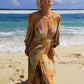 Maxi wrap dress VICTORIA \ Hand-painted fabric\puffy sleeves