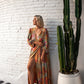 Maxi wrap dress VICTORIA \ Hand-painted fabric\puffy sleeves